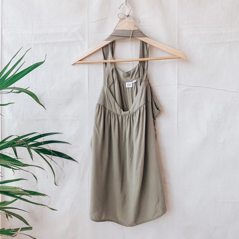 Sheer green, cross back Gap tank, size Large.
